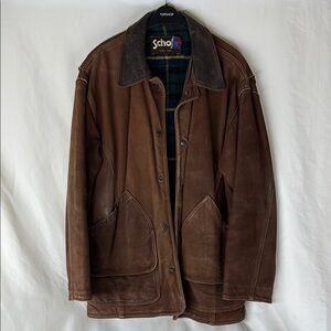 Schott NYC Brown Thick leather Field Jacket with wool lining.